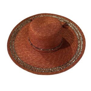 Mazzanti Coral and Metallic Straw Hat